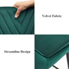 2Pcs Green Bar Stools Velvet Breakfast Pub Chair Kitchen Shape V Design