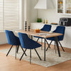 2Pcs Blue Dining Chairs Velvet Padded Seat Dining Room Chair Modern High Back