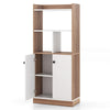 140cm Tall Bookshelf Freestanding Display Unit with 2 Doors & Open Shelves