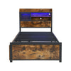 3ft Double Bed Frame Metal Slatted Bed Platform with Headboard & Storage Drawers