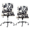 Task Chair Cow Print Velvet Plush Accent Office Chair Swivel Computer Desk Chair
