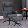 Manual Adjust Executive Leather Recliner Chair With Swivel Base &Footstool Set