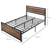 Rustic Style Double Bed Frame with Headboard & Footboard and Underbed Storage Sp