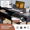 Industrial Computer Desk with 2 Drawers 112cm Study Writing Table Laptop PC Desk