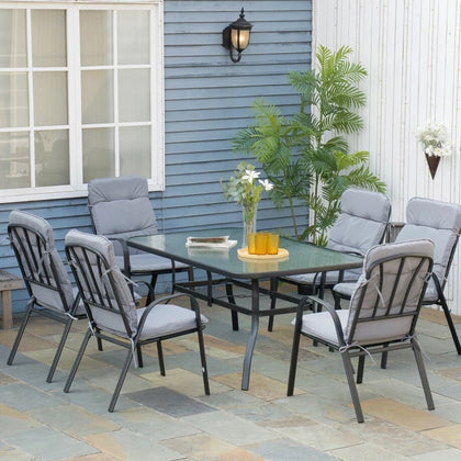6 Seater Garden Dining Table and Chairs Outdoor Patio Furniture Set Seat Cushion