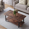 2 Tier Coffee Table Industrial Wood Living Room Reception Table Storage Shelf