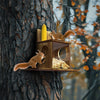 Carbonized Wood Squirrel Feeder Picnic Table Food Feeder Station Outside House