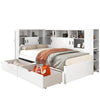 White Single Bed with Trundle Bed Storage Drawers Dust-proof Cabinet Shelves