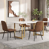 Dining Table 140cm Rectangular Marble Effects MDF Kitchen Table Gold Metal Legs