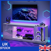 LED TV Stand Cabinet Unit Modern Matt Gloss Door MDF Entertainment RGB Lights UK