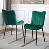 2 Pcs Velvet Dining Chair Modern Padded Seat Breakfast Chair Dining Room Green