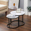 Nest of 2/3 Coffee Tables Nesting Round Table Retro/White Marble Effect Wood Set