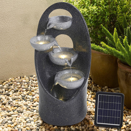Large Solar Powered Slate Garden Water Feature Outdoor LED Fountain Waterfall