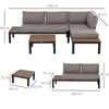 3pcs Garden Sectional Sofa Side Table Furniture Set w/ Cushion