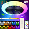 RGB LED Ceiling Fan Light w/ Remote Control Speaker Music Adjustable Speed UK