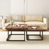 2x Wooden Nesting Coffee Table Stacking Side Table Anti-drop Raised Rim Tabletop
