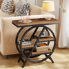 3-Tier End Table Wood Narrow Sofa Side Table with Storage Shelves, Rustic Brown