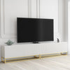 200cm Modular TV Unit | White Matt Fluted Doors | Gold Legs | Modern Cabinet