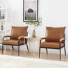 PU Single Sofa Wood Arm Metal Frame Comfort Save Space Office Home Hotel Lounge