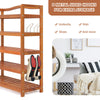 5-Tier Wood Shoe Rack Solid Acacia Wood Shoe Shelf with Side Metal Hooks