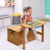 3-in-1 Kids Convertible Bench Wood Activity Chair Set Toy Storage Box