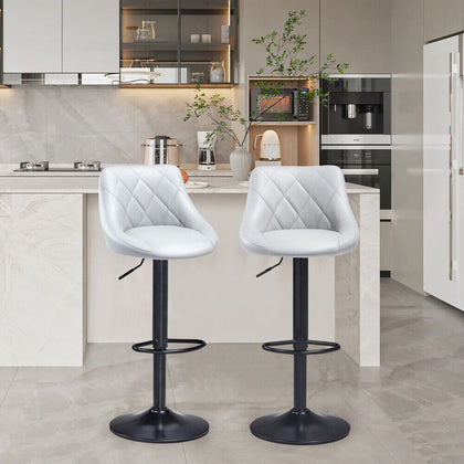 2 x Bar Stools Faux Leather Kitchen Breakfast Barstool Pub Chairs Cafe Stools