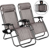 2 PCS Zero Gravity Folding Lounge Beach Chairs Outdoor Recliner in Dark Grey