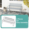 Outdoor Loveseat Chair Metal Patio Bench with Armrests-Gray
