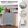 Corner Storage Cabinet with Double Shutter Doors-Grey