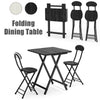 Foldable Table Chairs Set Bistro Dining Wood Workbench with X Shape Metal Legs