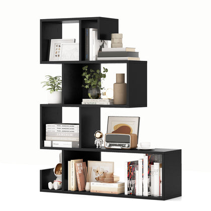 5-Tier S-Shaped Bookshelf Geometric Z-Shelf Bookcase Modern Display Shelf