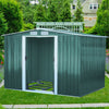 10X8FT Metal Garden Shed Apex Roof With Free Foundation Base Storage House Green