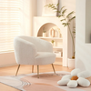 White Teddy Sherpa Upholstered Tub Accent Chair Barrel Chair Occasional Armchair