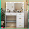 Vanity Dressing Table Makeup Desk With 5 Drawers Hollywood LED Lighted Mirror
