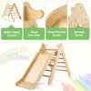 2-in-1 Triangle Climbing Set Kids indoor Wooden Triangle Climber Toy w/ slide
