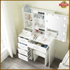 White Dressing Table LED Makeup Desk 5 Drawers with Lights Sliding Mirror Stool