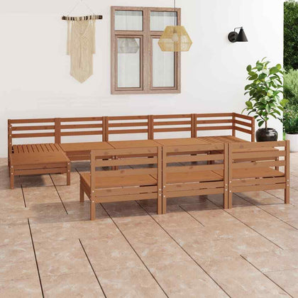 10 Piece Garden Lounge Set Honey Brown Solid Wood Pine vidaXL