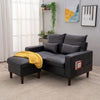 2 Seater faux leather/Linen Fabric Love Seat Sofa Armchair with Footstool Couch