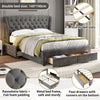 Double Upholstered Platform Bed Frame 135x190 with Drawers Storage and Headboard