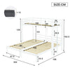 Triple Sleeper Bunk Beds Single Bed Pine Wood Bed Frame Kids Children Bed White