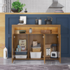 Sideboard Cabinet Oak LED Lights 130cm Storage Cupboard Kitchen Furniture Brown