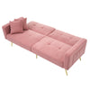 Fabric Sofa Bed Love Seat Sofa Settee Couch with Gold Metal Legs & Cushions Pink