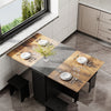 Vintage Wooden Drop Leaf Dining Table & 4 Stools Set Foldable Kitchen Furniture