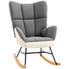 Nursery Rocking Chair with Steel and Wood Legs for Living Room Grey and Cream