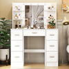 White Large Dressing Table With 7 Drawers LED Lights Mirror Makeup Vanity Desk