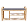 Bamboo Wooden Hallway Bench Shoe Storage Rack With Cushion Seat Stool Shoe Shelf