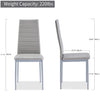 4pcs Grey Faux Leather Dining Chairs & Grey Marble Glass Dining Table Dining Set