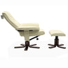 Faux Leather Swivel Recliner Chair Wooden Base w/Foot Stool Armchair Home Office