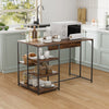 Kitchen Island Counter Top Breakfast Bar Dining Table Along 5 Tiers Storage Rack