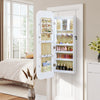 6 LEDs Mirror Jewelry Cabinet with Storage Shelves-White